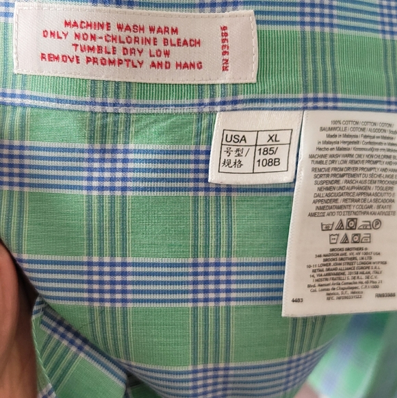 Brooks Brothers Colorful Green and Blue Oxford Button Down - Picture 6 of 8